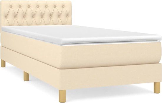 vidaXL Boxspring met matras stof crèmekleurig 90x190 cm