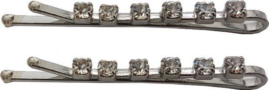 Haarspeld Haarklem Haarclip Schuifspeldjes 6 Strass Steentjes 4cm Zilver