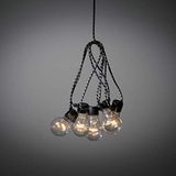 Konstsmide LED biertuinketting, helder, 10 heldere lampen/80 amberkleurige diodes, 24V binnentrafo, zwart/witte textielkabel - 2382-720