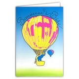 69-8135 FLUO 69-8135 Felicitatiekaart - Welkom bij Baby - Jongens/Meisjes - Heteluchtballon/Olifant - 12x17.5cm - Witte Binnenkant - Echte Fluo-inkten