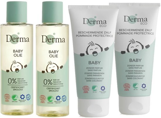 Derma Eco Baby Olie 2 x 150 ml en Billenzalf 2 x 100 ml - verzorgingsproducten - ecologisch - voordeelverpakking