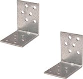 Merkloos / Sans marque A.S.F. Fischer Bv Versterkingshoeken - 5x - zilver - sendzimir verzinkt staal - 5 x 4 cm - verbindingshoeken