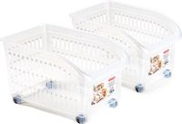 Plasticforte opberg Trolley Container - 2x - Transparant - Kunststof - L30 x B18 x H19 cm