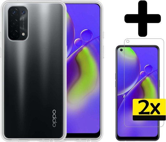LUQ Siliconen Hoesje voor OPPO A74 5G - Transparant met Screenprotector