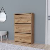 en.casa Schoenenkast Aurskog met 3 vouwdeuren 110x73,5x24 cm eiken
