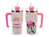 H&H Minnie Sweet Thermobeker met rietje, 0,6 l, roestvrij staal, dubbelwandige warmte-isolatie, herbruikbaar, lekvrij, ideaal voor school, kantoor, sport en reizen