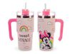 H&H Minnie Sweet Thermobeker met rietje, 0,6 l, roestvrij staal, dubbelwandige warmte-isolatie, herbruikbaar, lekvrij, ideaal voor school, kantoor, sport en reizen