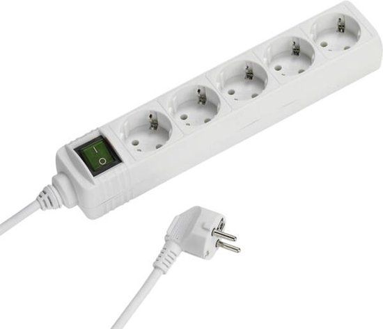 Vivanco VVELSTR5SCHW2, 1.4 m, White, 5 AC Outlets