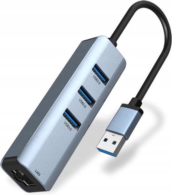 Zenwire 4in1 USB-C Hub Adapter met Gigabit Ethernet en 3x USB 3.0