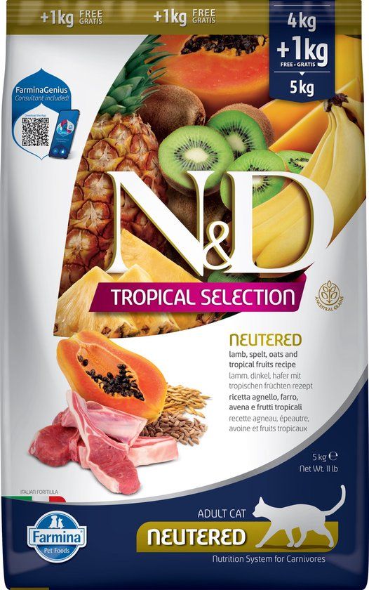 N&D Farmina N&D Tropical voeding voor de gecastreerde kat Lam 5 kg