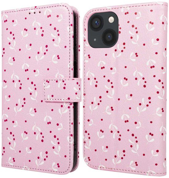 imoshion Design Bookcase - Geschikt voor Apple iPhone 13 - Kunstleer - Blush Berries