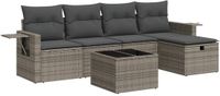 vidaXL - 6-delige Loungeset met kussens, polyrattan, grijs
