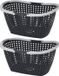 Excellent Houseware Panières en plastique - 2x pièces - 15L - Noir
