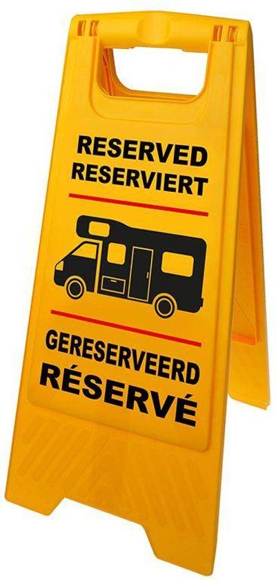 PRO + Markeerbord "Gereserveerd" Voor Camper Geel 58 Cm