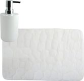 MSV tapis de bain motif galet - 50 x 80 cm - ivoire blanc