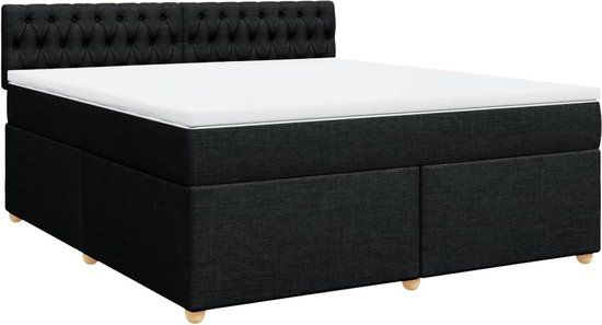 vidaXL Boxspring met matras stof zwart 180x200 cm