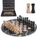 Jeu d'échecs en marbre - Fait main - 30,5 cm - 32 pièces - Boîte de rangement