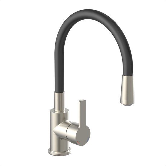 Eisl Flexo NI186FLNIB Flexibele gootsteenkraan, buigzame kraan voor de keuken, hoge uitloop met soft-touch-slang, 360 graden draaibaar, met waterbesparende functie