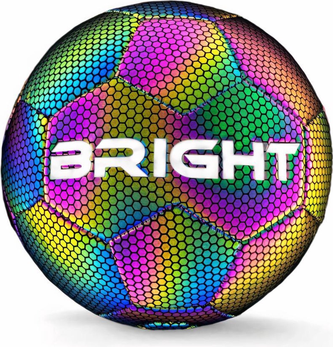 Bright The BRIGHT™ Lichtgevende Voetbal | Reflecterend | Holografisch | Glow in the Dark | Kinderen en Volwassenen | Unisex | Wit/Zwart/Roze/Blauw/Geel | Maat 5
