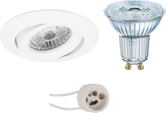 Osram - LED Spot Set - Parathom PAR16 930 36D - Pragmi Uranio Pro - GU10 Fitting - Dimbaar - Inbouw Rond - Mat Wit - 5.5W - Warm Wit 3000K - Kantelbaar - Ã˜82mm