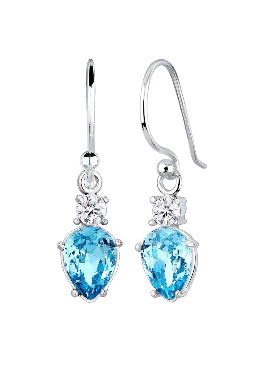 Elli Elli Earrings Women Drop Solitaire with Crystals in 925 Sterling Silver