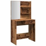 VidaXL Kaptafel met spiegel, oud houtkleurig, 74,5x40x141 cm