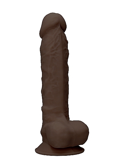 RealRock - Ultra Silicone Dildo With Balls - 22,8 cm - Brown