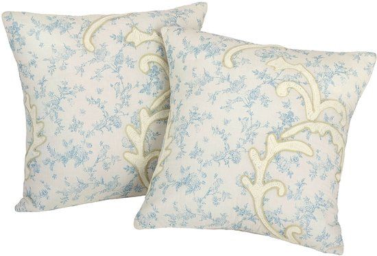 LOBERON Kussenhoes set van 2 Rocaille Étoilée wit/blauw