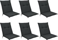 Beautissu Base NL Set 6x Tuinkussens Lage Rug 100 x 50 x 6 cm Kussens Antraciet