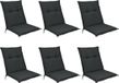 Beautissu Base NL Set 6x Tuinkussens Lage Rug 100 x 50 x 6 cm Kussens Antraciet