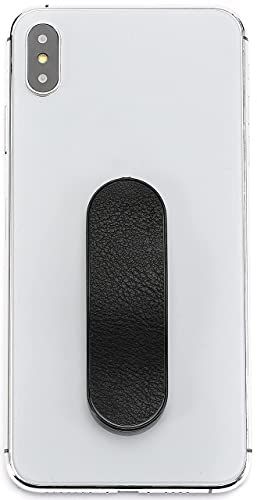 MOMOSTICK - Smartphone vingerhouder - mobiele telefoon houder staander handvat - mobiele telefoon ring voor iPhone Samsung Huawei (roestvrij staal - zwart PU)