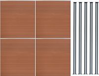 MonsterShop Composiet schuttingpaneel set - bruin - 185x699cm - zonne-led