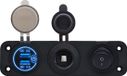 ProRide Chargeur USB de voiture 12V 2 ports - QC3.0 - Panneau encastrable triple - Prise allume-cigare et interrupteur