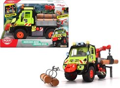 Dickie Toys - Unimog houten transporter - met elektrische lier en kraanarm met joystickbediening, met geluid en licht, voor kinderen vanaf 3 jaar