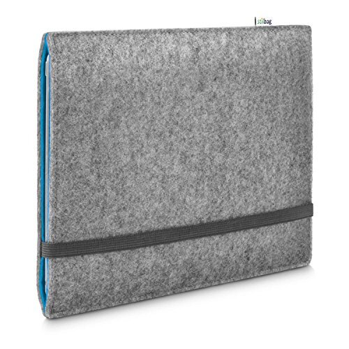 stilbag Vilten hoes voor Apple iPad Pro 11 (2020) (11-inch, 2e generatie) | Etui tas van merino wolvilt | Collekion Finn - Kleur: lichtgrijs/azuur | Tablet beschermhoes Made in Germany