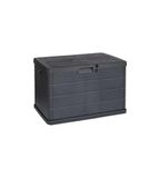 Merkloos / Sans marque Domo Mea Kist 170 liter in houtlook, opbergdoos, van hars, antraciet, afmetingen: 78 x 55 x 52 cm