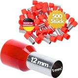 Kalitec 500 stuks AE112RT adereindhulzen geïsoleerd 1,0 mm² 12 mm lang rood