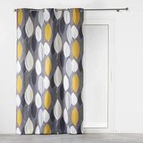 COTON D'INTERIEUR LEAFY gordijn met ogen, katoen, grijs, 240x140cm