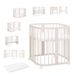 Waldin Lit de bébé 7-en-1 en bois avec matelas, roues et étagère, cachemire