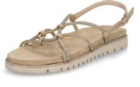 Tamaris Sandales Femme Beige Sandales Plates Compensées 8 cm et plus Daim Textile Boucle Talon Ouvert 40