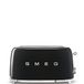 Smeg TSF02BLEU Broodrooster 4 plakjes 50's Style, Standaard, zwart