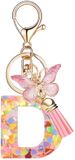 Nodigao Roze vlinder letter sleutelhanger tas hanger