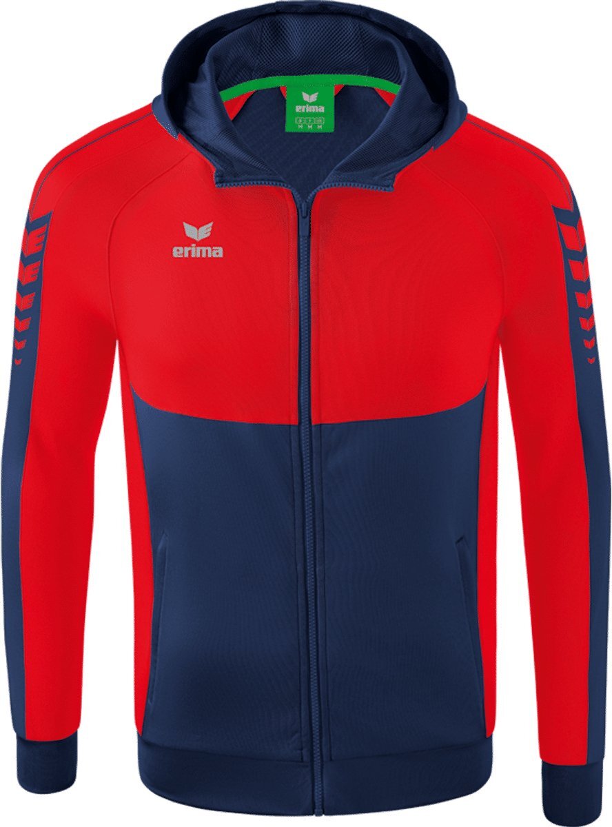 Erima Six Wings Trainingsjack Met Capuchon Dames New Navy-Rood Maat 38