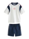 Next Jongens T-shirt met korte mouwen en korte broek Set - Blauw
