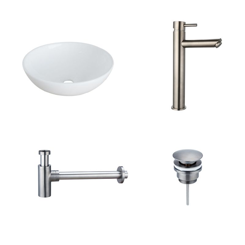 Badkamerplanet Keramische Waskomset Baventura Gun Metal Opbouwkraan 41x41x12 cm