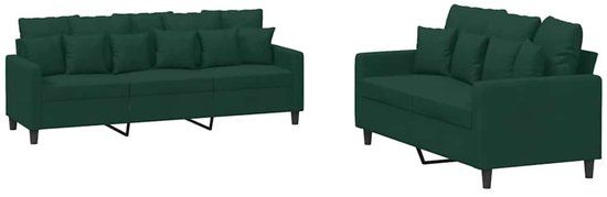 vidaXL 2-delige Loungeset met kussens fluweel donkergroen