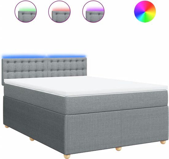 vidaXL Boxspring met matras stof lichtgrijs 140x190 cm