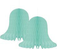 Merkloos / Sans marque Fest-Dekor Gmbh Kerstklokken lampionnen - 2x - mintgroen - 20 x 20 cm - Kerstversiering - Papier