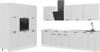 Vicco Complete keukeneenheid Fame-Line, Wit Landhuis/Wit, 460 cm, WB Marmer