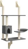 vidaXL Kattenmeubel wandgemonteerd met krabpaal 153 cm donkergrijs